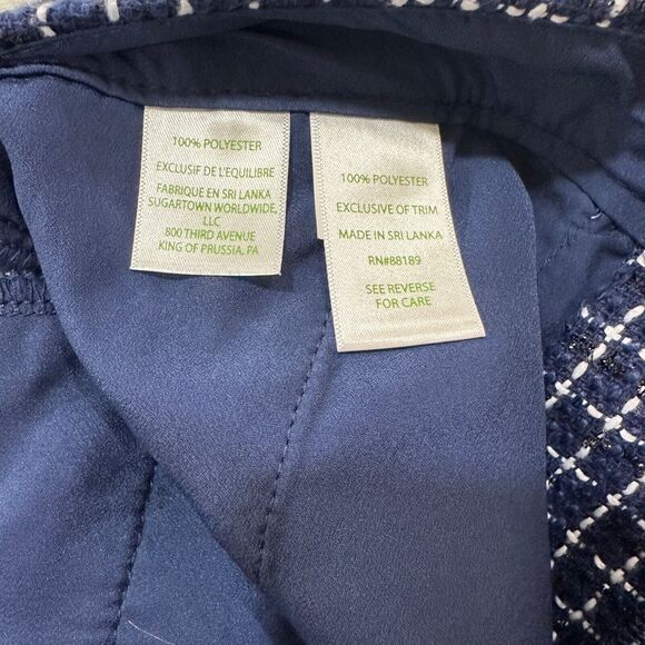 Lilly Pulitzer Gretchen High Rise Tweed Shorts Womens 2 Navy Blue Check - Picture 7 of 9